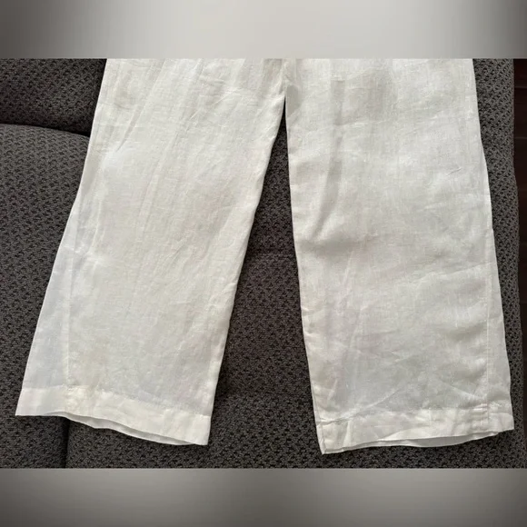 Velvet by Graham & Spencer Lola Linen Pant in Chalk White Small Relaxed Fit Crop - Picture 11 of 16